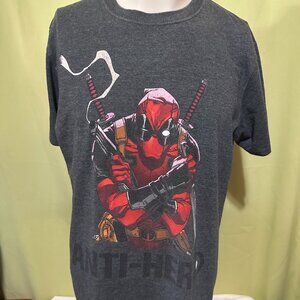Deadpool Anti Hero Marvel Men's Dark Gray T Shirt Large Cotton Polyester